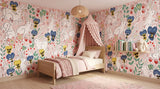 Rabbits and Pansies Wallpaper