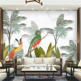 Tropical birds bedroom mural wallpaper – design detail