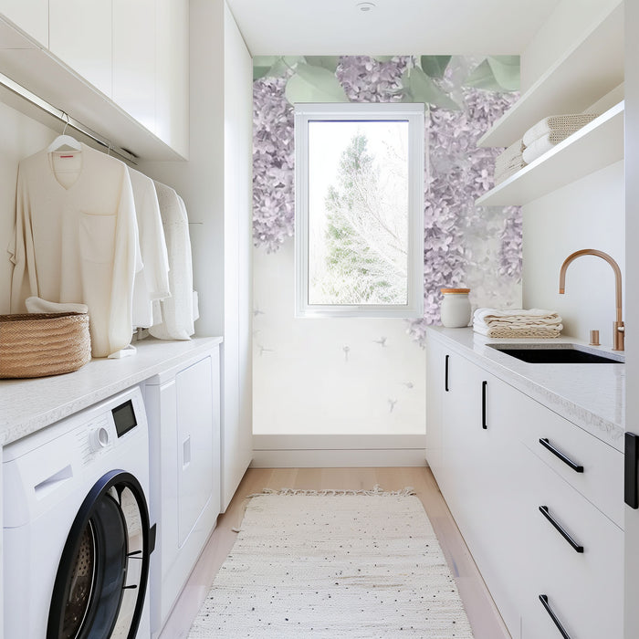 Lavender purple wisteria mural wallpaper – design detail