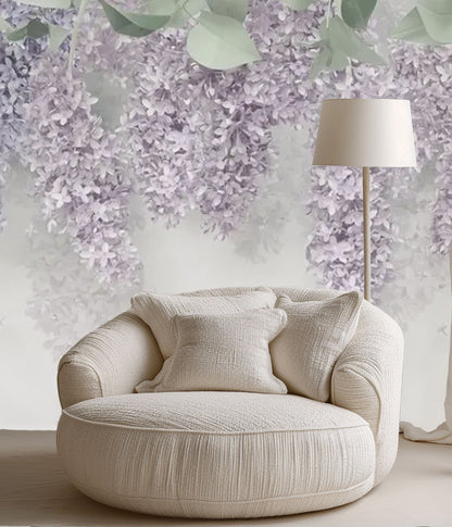 Lavender Purple Wisteria Mural Wallpaper
