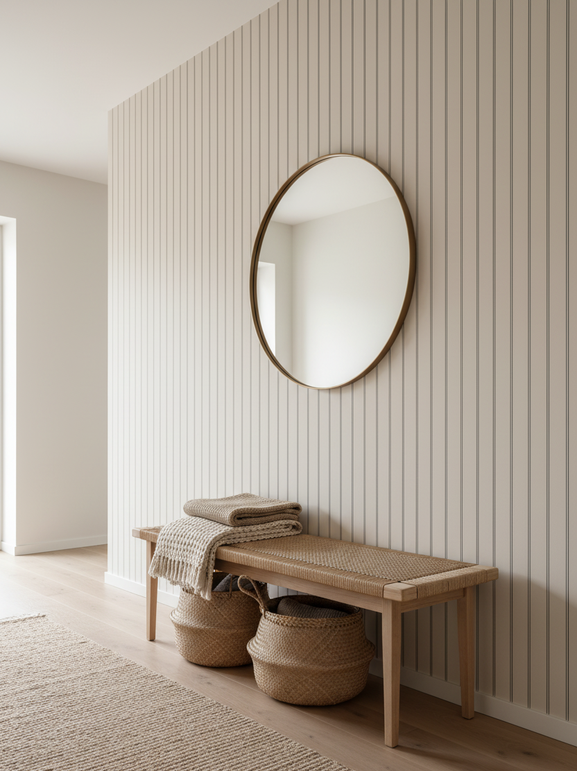 Neutral pinstripe wallpaper