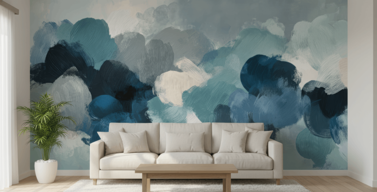 Blue Mist Abstract Mural Wallpaper