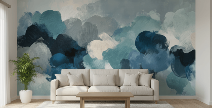 Blue mist abstract mural wallpaper – design detail