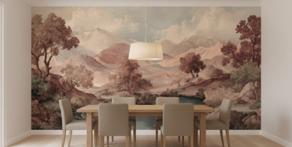 Blush Terracotta Spring Landscape Mural
