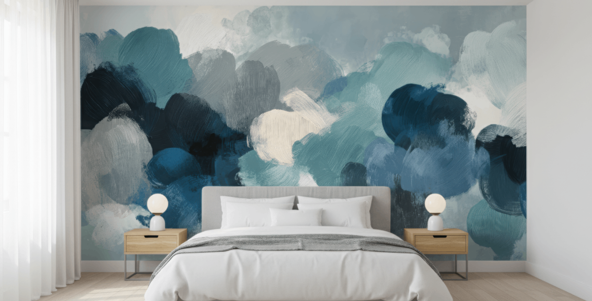 Blue mist abstract mural wallpaper – design detail