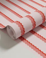 Pink and red zigzag stripe wallpaper – design detail