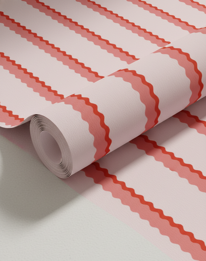 Pink & Red Zigzag Stripe Wallpaper