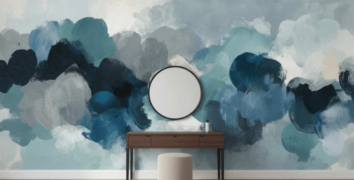 Blue mist abstract mural wallpaper – design detail