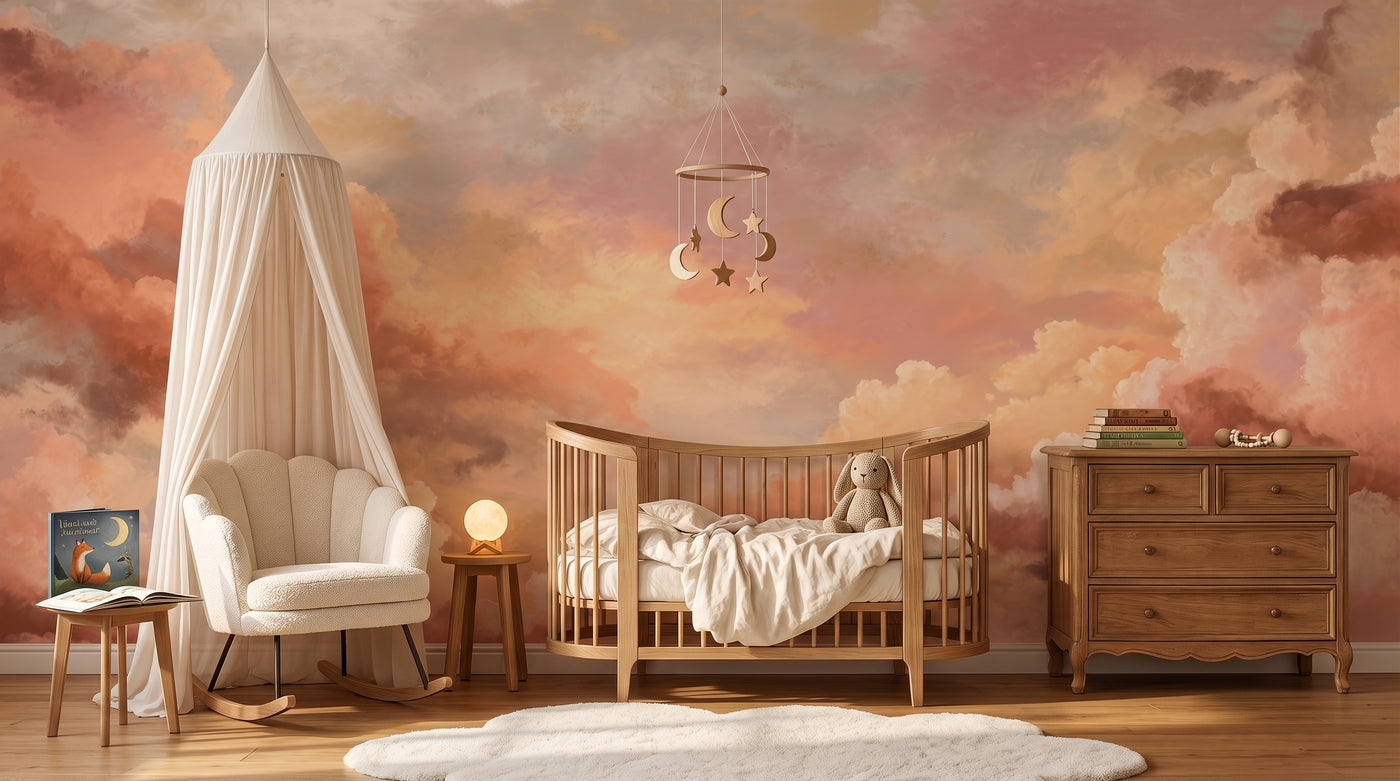 Peach and Blush Cloud Wall Mural