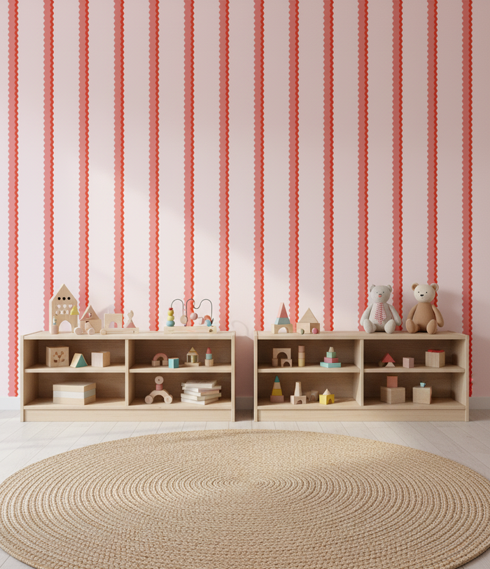Pink and red zigzag stripe wallpaper