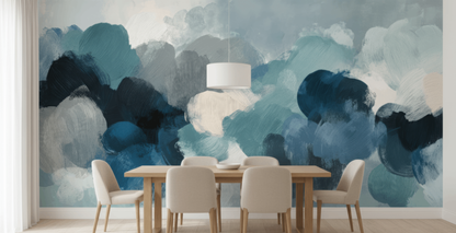 Blue Mist Abstract Mural Wallpaper