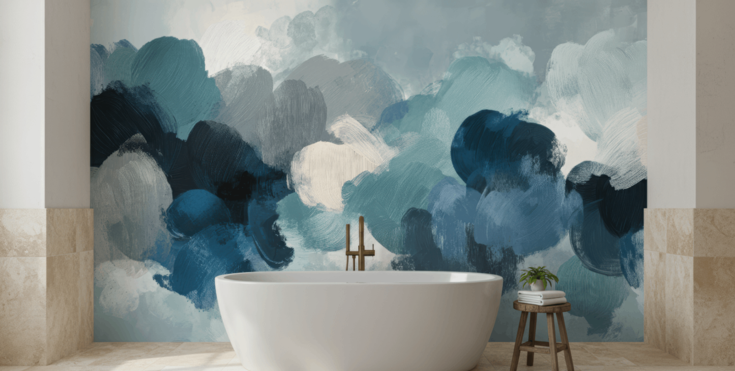 Blue Mist Abstract Mural Wallpaper