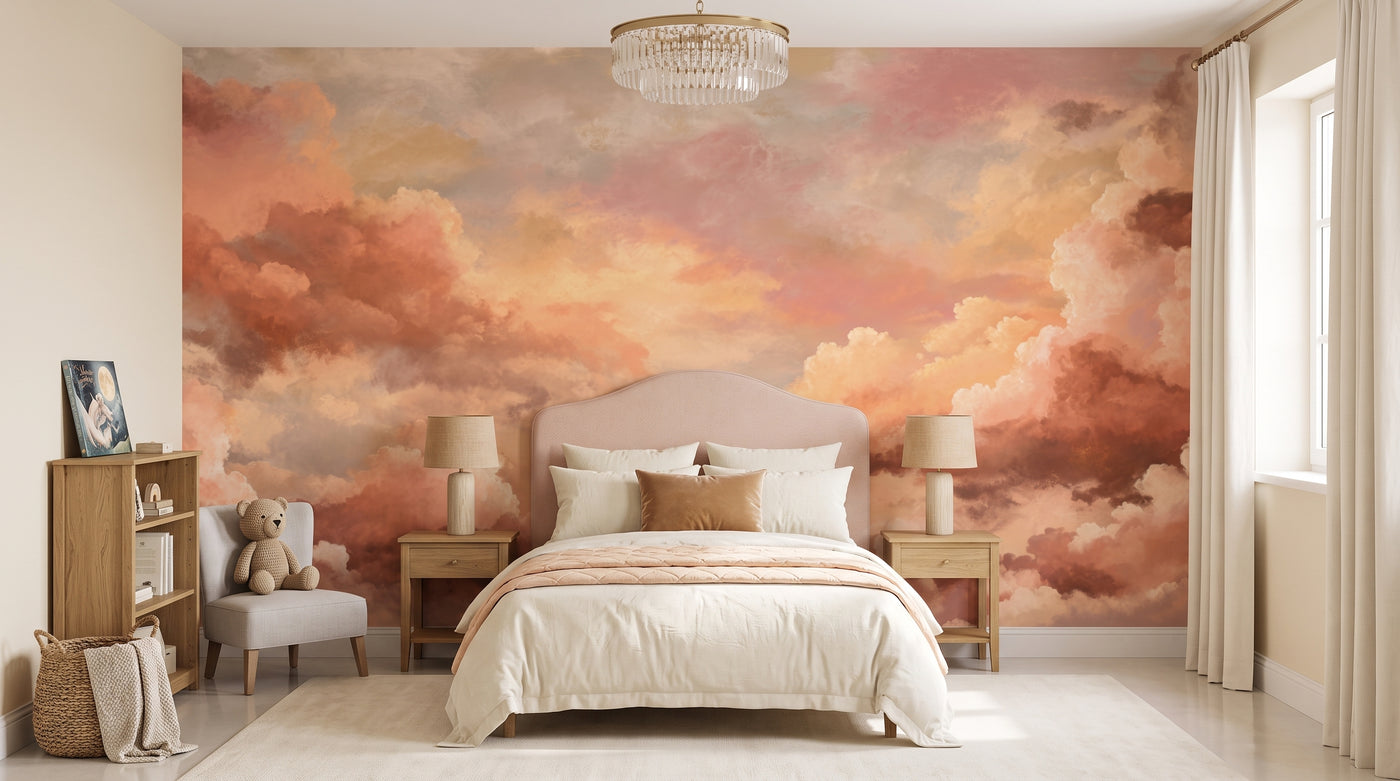 Peach and Blush Cloud Wall Mural