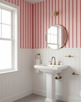 Pink and red zigzag stripe wallpaper – design detail