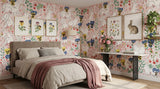 Rabbits and Pansies Wallpaper