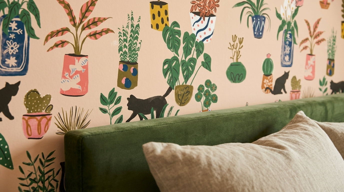 Houseplants and Cats Wallpaper