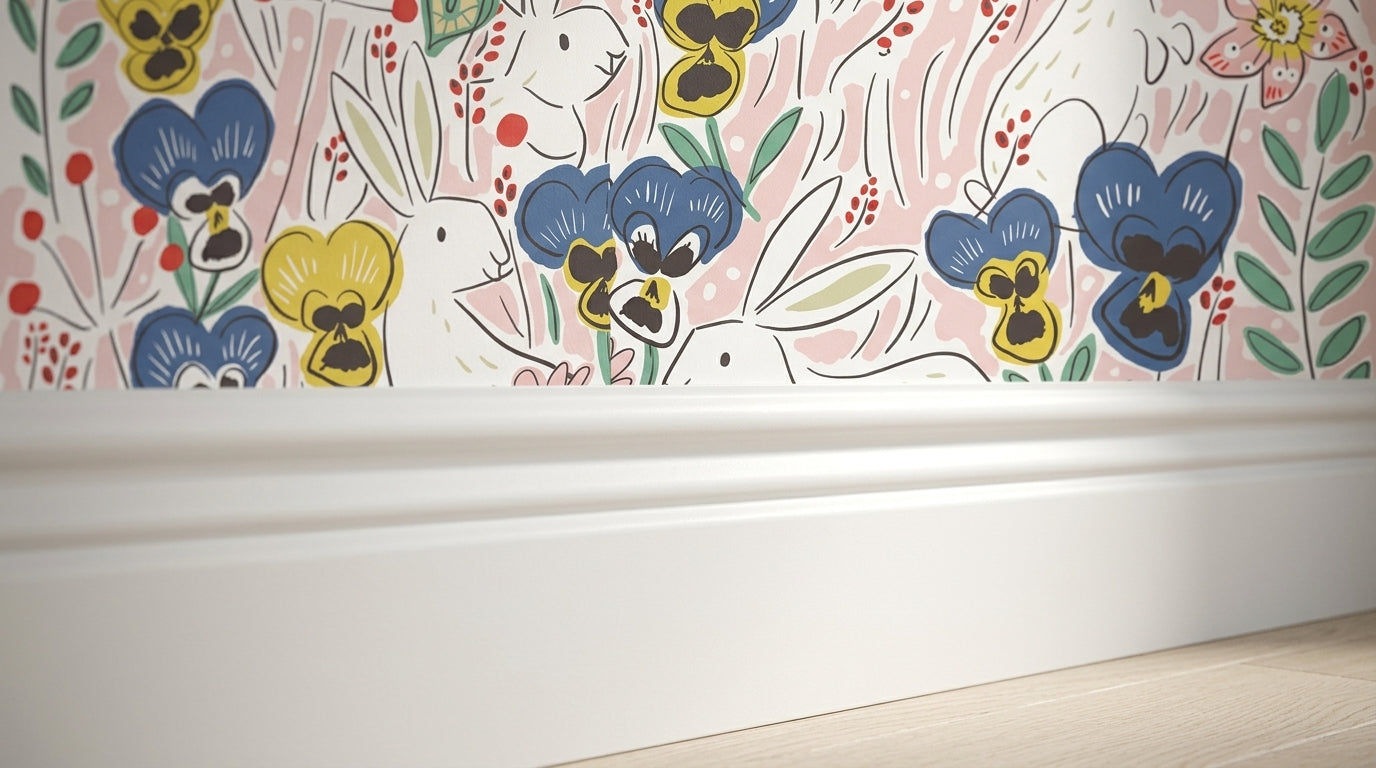 Rabbits and Pansies Wallpaper
