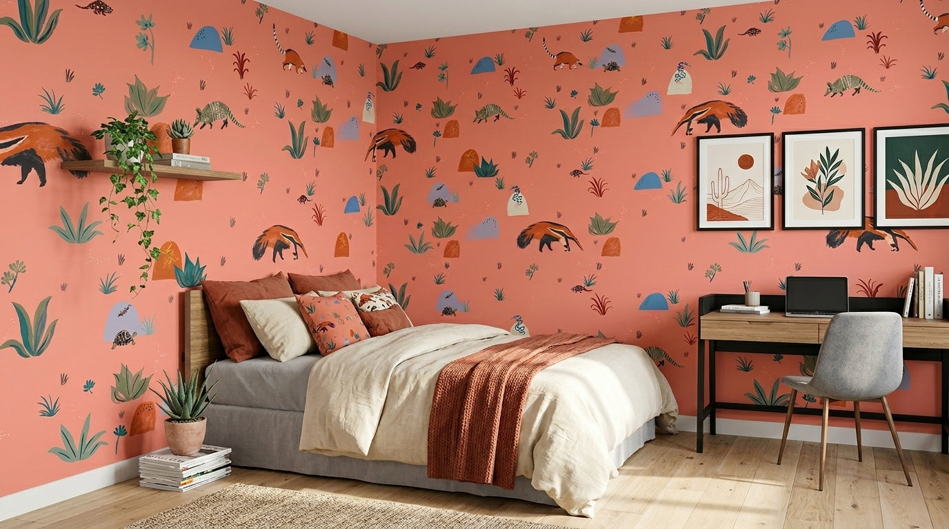 Pink Desert Wildlife Wallpaper