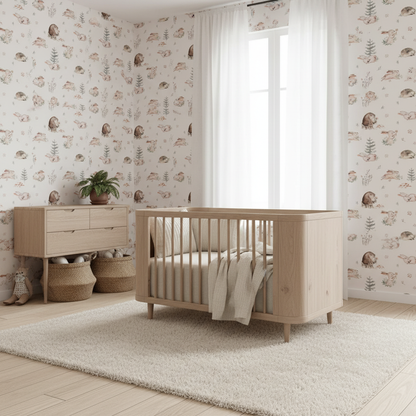 Neutral Forest Baby Room Wallpaper