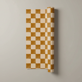Mustard checkerboard warm tone wallpaper – design detail