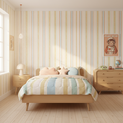 Retro Stripe Colourful Vintage Wallpaper