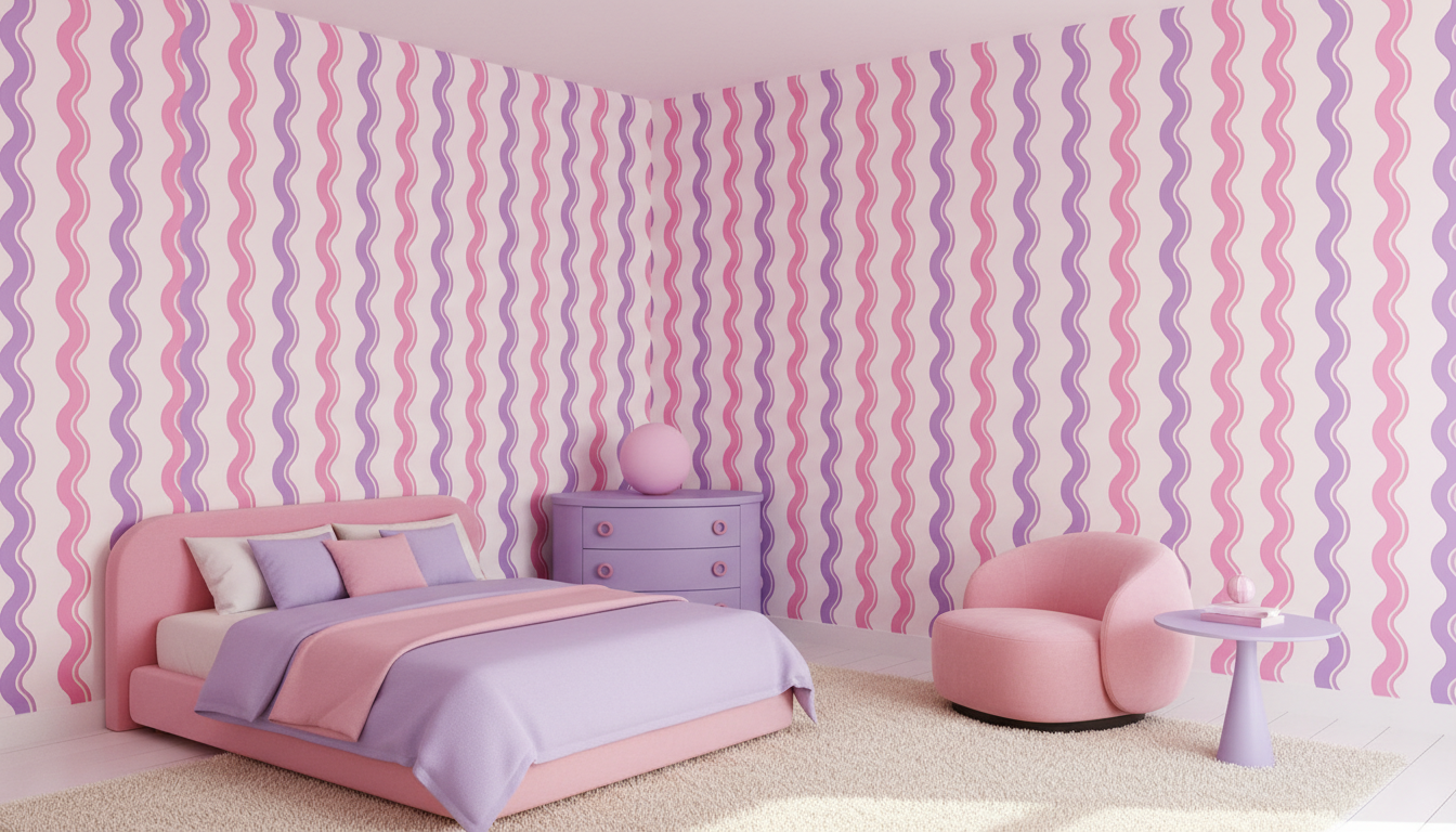 Pastel groovy wave wallpaper – design detail