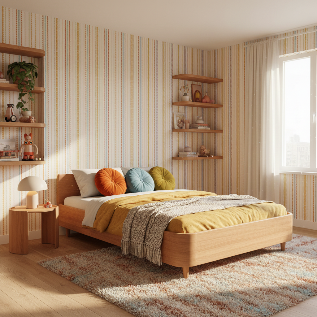 Retro Stripe Colourful Vintage Wallpaper