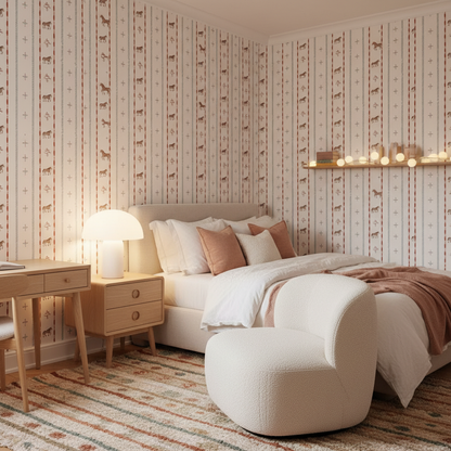 Vintage Horse Stripe Nursery Wallpaper