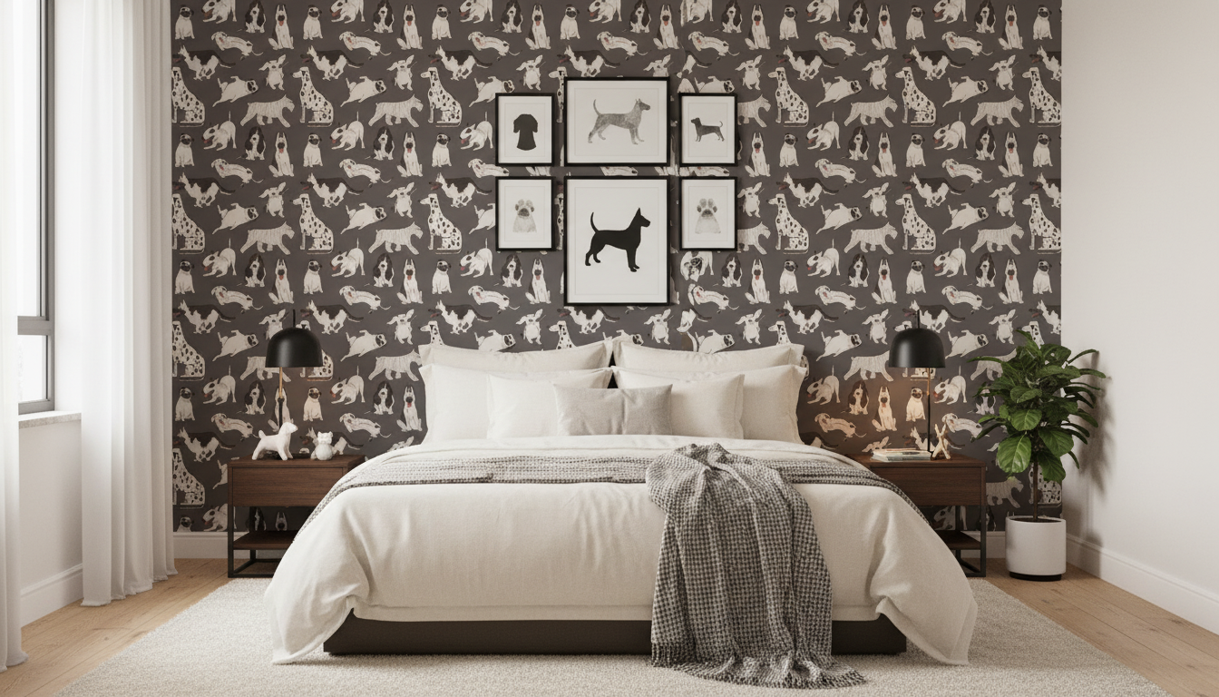 Modern monochrome dog wallpaper