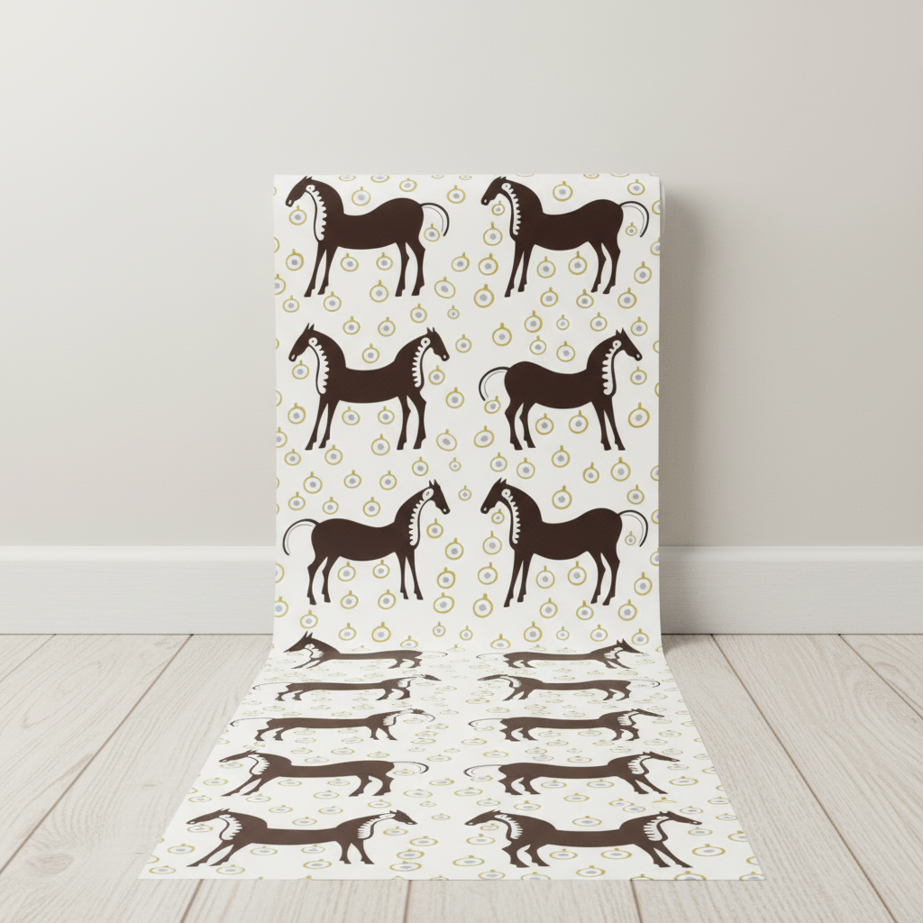 Neutral horse pattern wallpaper – design detail