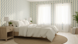 Blue and mustard wavy stripe wallpaper – design detail