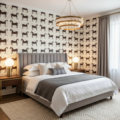 Neutral Horse Pattern Wallpaper