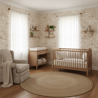 Neutral Safari Beige Animal Children's Wallpaper