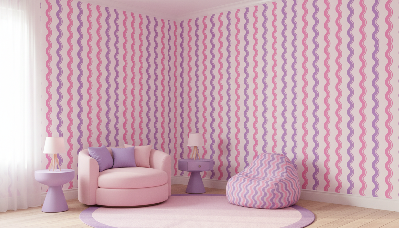 Pastel groovy wave wallpaper – design detail