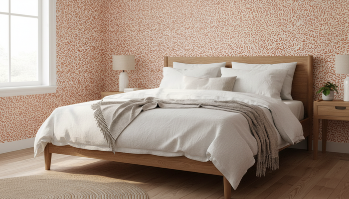 Terracotta abstract squiggle wallpaper