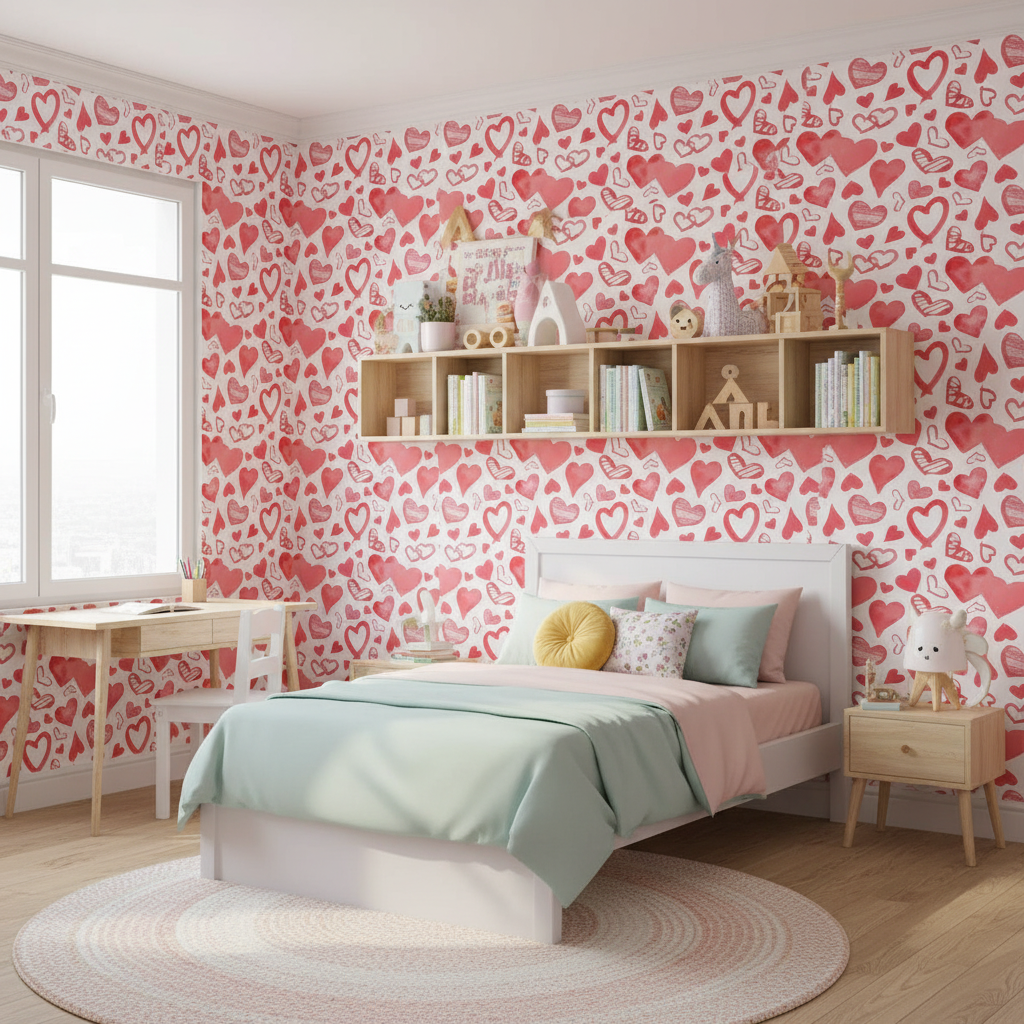 Pink love heart wallpaper – design detail