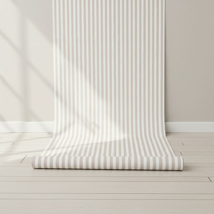 Neutral beige stripe wallpaper