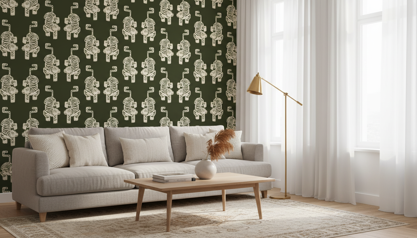 Olive Green Tiger Wallpaper