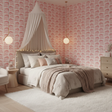 Pink hedgehog toile wallpaper – design detail