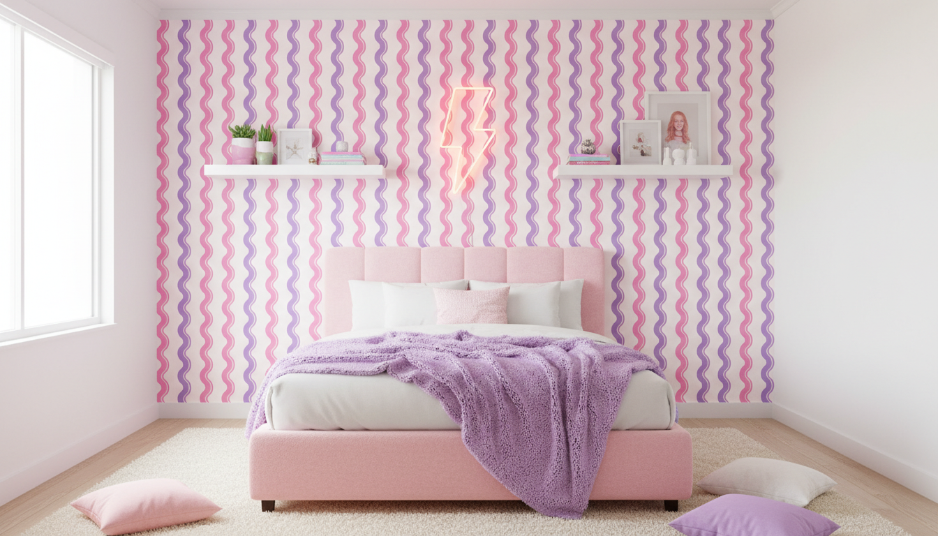 Pastel groovy wave wallpaper – design detail