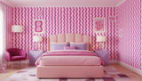 Hot pink wavy stripe wallpaper – design detail