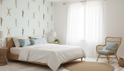 Blue Striped Retro Swimmers Wallpaper