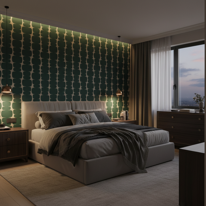 Green geometric wallpaper – design detail