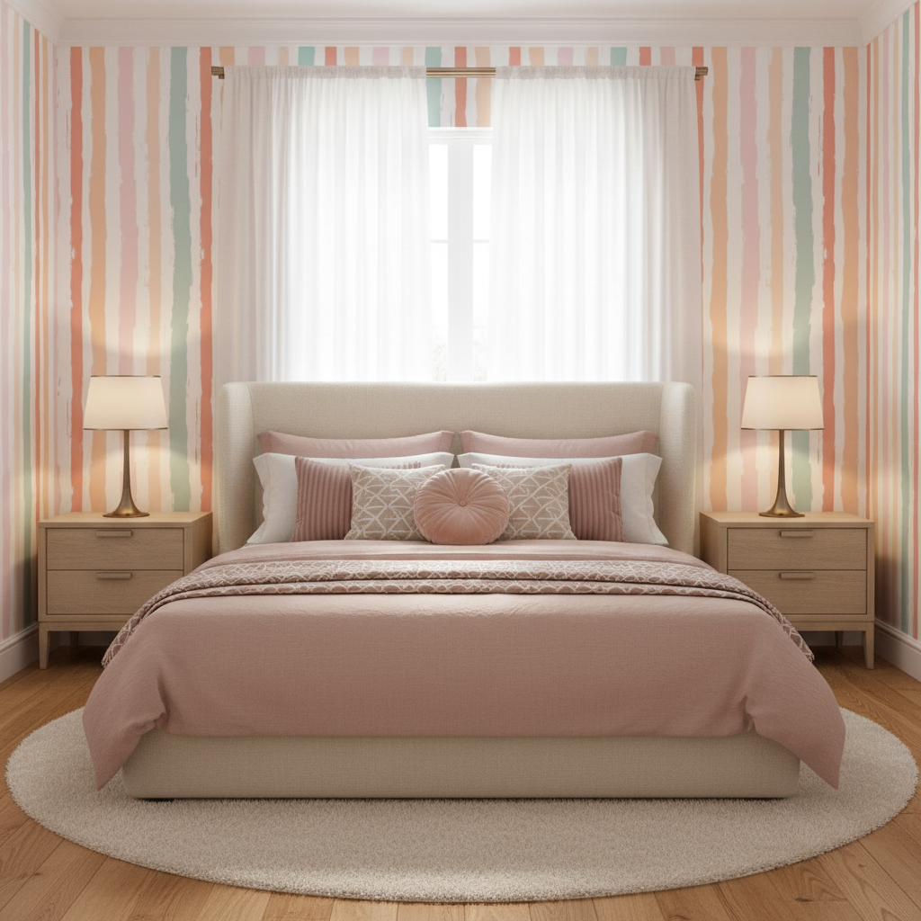 Pastel stripe wallpaper – design detail