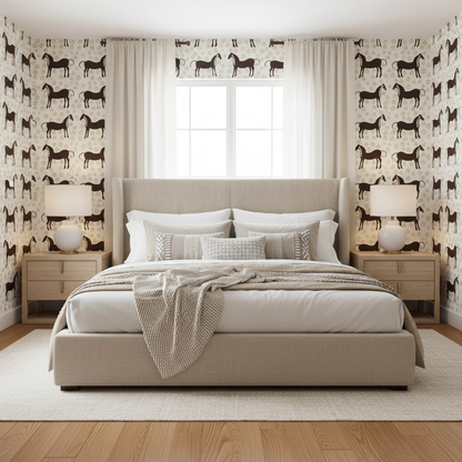 Neutral Horse Pattern Wallpaper