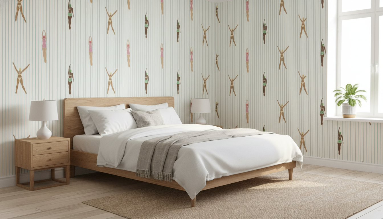 Blue Striped Retro Swimmers Wallpaper