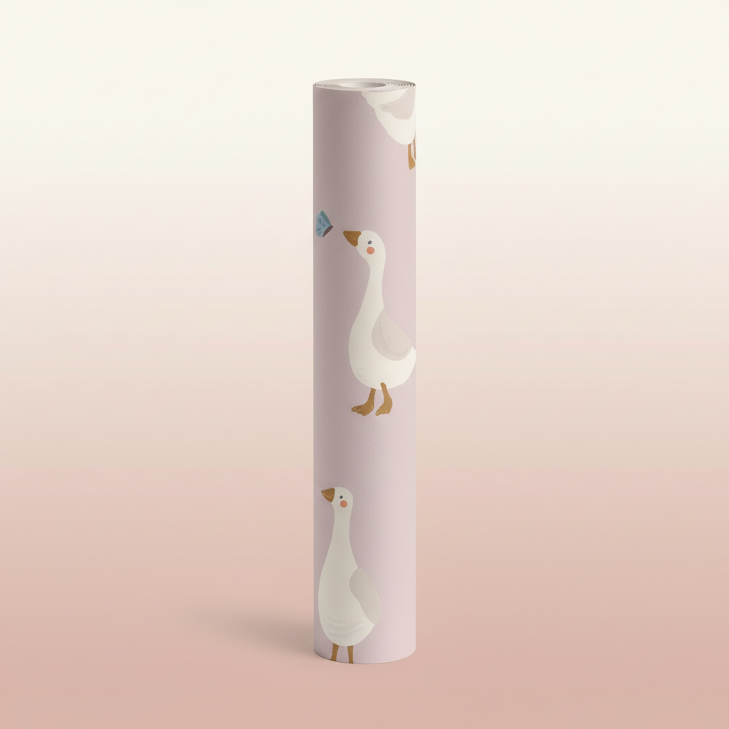 Pink goose nursery wallpaper – design detail