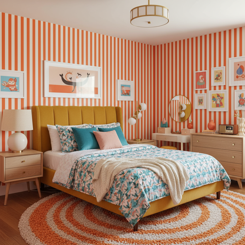 Red stripe wallpaper – design detail