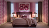 Hot pink wavy stripe wallpaper – design detail