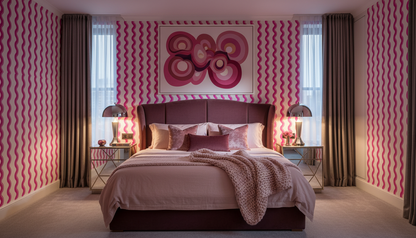Hot Pink Wavy Stripe Wallpaper